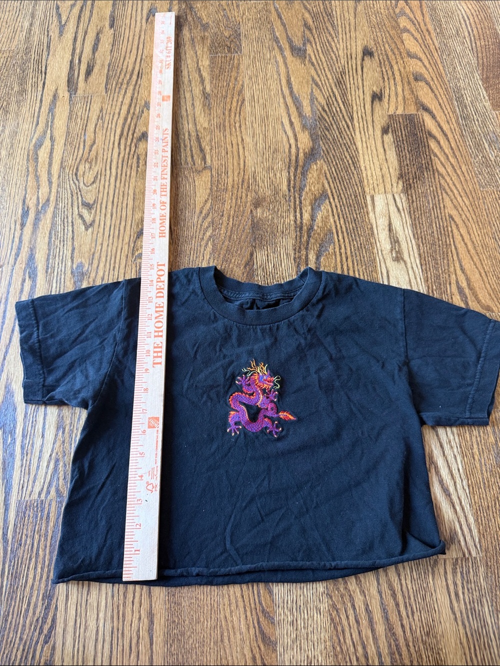 J Galt dragon black Short Sleeve Tee with Dragon Embroidery